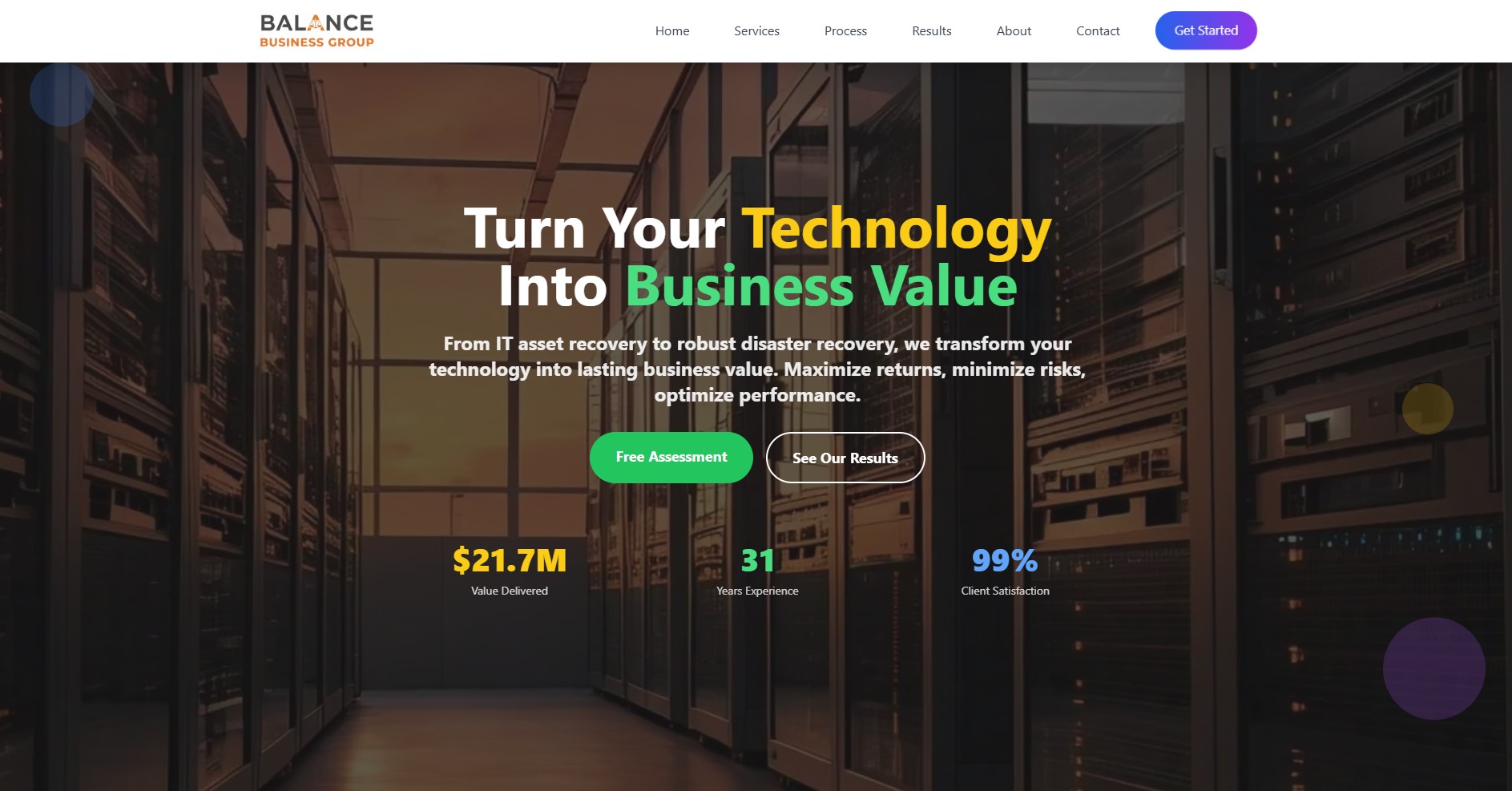 Homepage of a home services website
